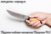 Нож из дамаска Беркут, граб, береста фото 5