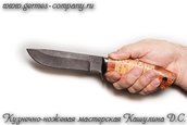 Нож из дамасской стали Ирбис, помеле, береста фото 5