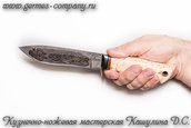 Нож из дамасской стали Ирбис, карельская береза фото 5