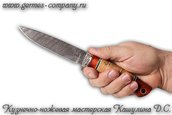 Нож из дамаска Косуля, рукоять падук + береста фото 5