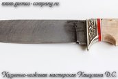 Нож Лидер из дамаска, рукоять - карельская береза фото 4