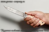 Нож Лидер из дамаска, рукоять - карельская береза фото 5