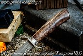 Нож разведчика из булатной стали, стабилизированное дерево фото 3
