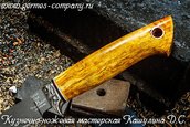 Нож Клык - булатная сталь, стабилизированное дерево, прямые спуски фото 3