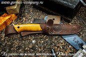 Нож Клык - булатная сталь, стабилизированное дерево, прямые спуски фото 4