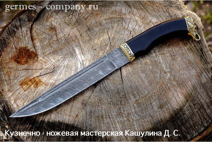 Нож Пластунский из дамасской стали. граб