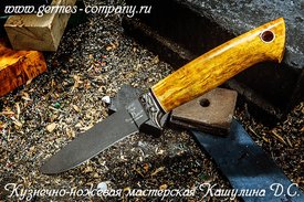 Нож Клык - булатная сталь, стабилизированное дерево, прямые спуски