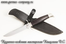 Нож 95х18 НКВД, черный граб мельхиор